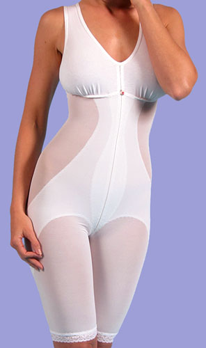 Non-Zippered Above-Knee High-Back Girdle with Bra